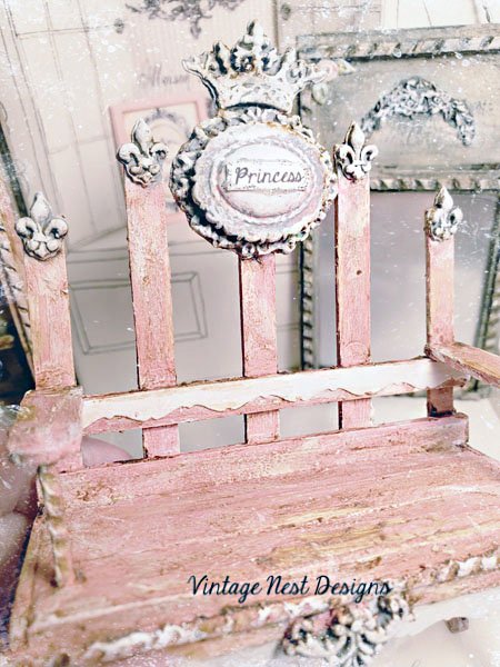 Shabby Princess Bench No.3 Dollhouse Miniature Handmade image 1