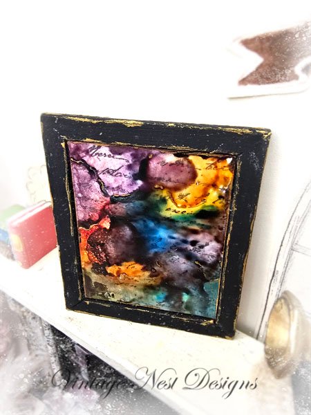 Abstract Art No.2 Dollhouse Miniature Handmade Wooden Framed Art image 4