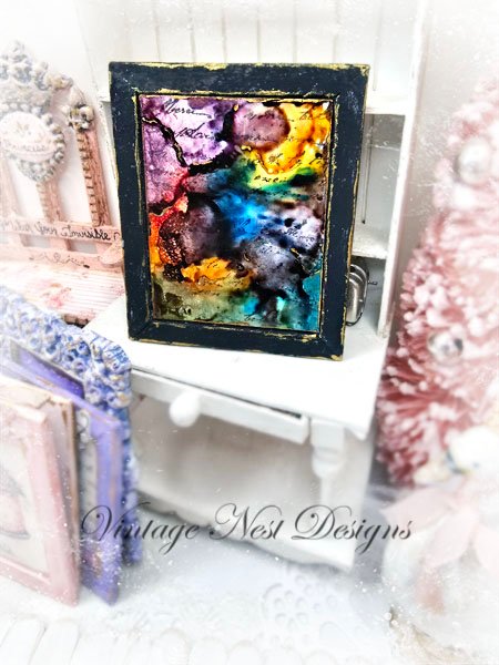 Abstract Art No.2 Dollhouse Miniature Handmade Wooden Framed Art image 1