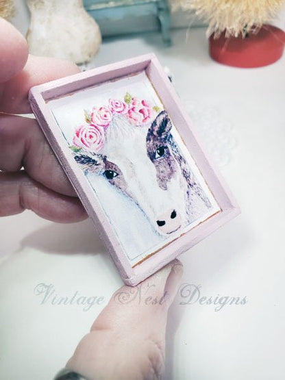 Cow & Roses No.1:1 Dollhouse Miniature Handmade image 2
