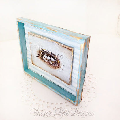 Bird Nest No.3 Dollhouse Miniature Handmade Wooden Framed Art image 3