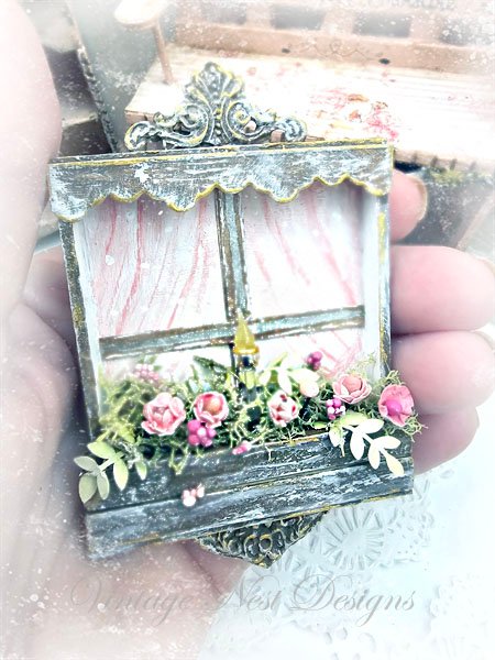 Window Scene No.1:1 Dollhouse Miniature Handmade Wooden Framed Art image 3
