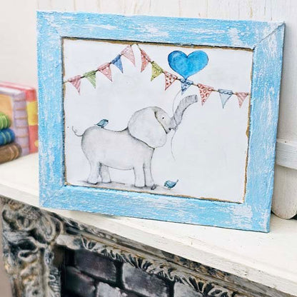Baby Elephant No.1:1 Dollhouse Miniature Handmade Wooden Framed Art image 4