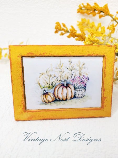Pumpkin Patch No.10:1 Dollhouse Miniature Handmade Wooden Framed Art image 0