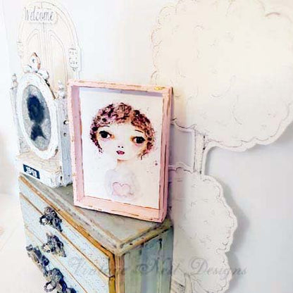 Valentine Girl No.3:1 Dollhouse Miniature Handmade Framed Wooden Art image 5