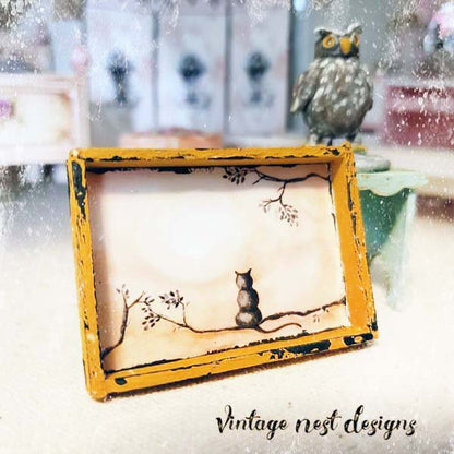 Cat & the Moon No.2:1 Dollhouse Miniature Handmade image 1