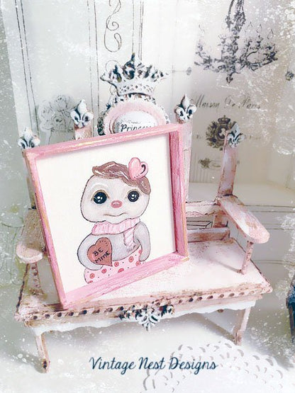 Valentine Love No.1:1 Dollhouse Miniature Handmade Framed Art image 0