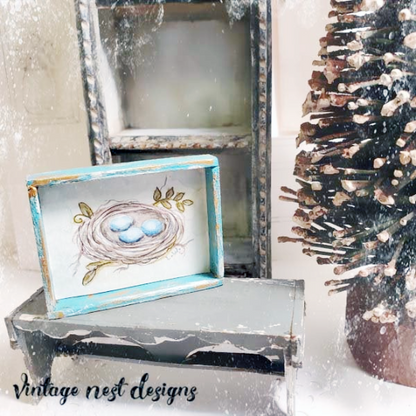 Bird Nest No.1:1 Dollhouse Miniature Handmade Wooden Framed Art image 6