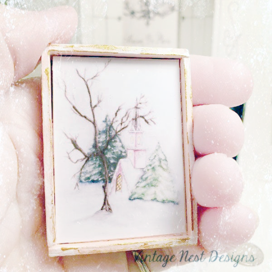 Pink Church in the Woods No.1:1 Dollhouse Miniature Handmade image 5