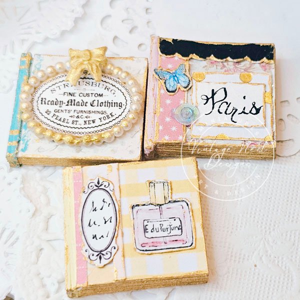 Shabby Book Set No.44 Dollhouse Miniatures Handmade image 1