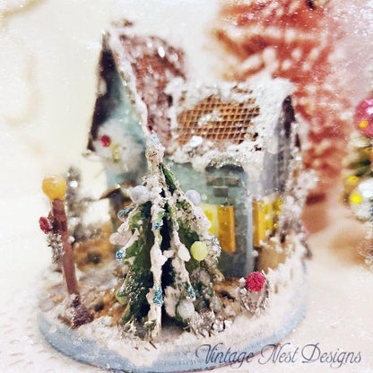 Christmas Putz Glitter Holiday House No.5 Handmade image 2