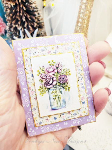 Florals No.14:1 Dollhouse Miniature Handmade Wooden Framed Art image 7