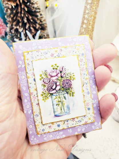 Florals No.14:1 Dollhouse Miniature Handmade Wooden Framed Art image 7