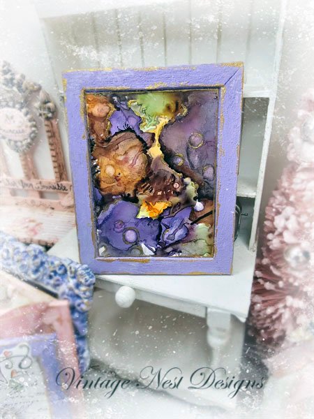 Abstract Art No.1 Dollhouse Miniature Handmade Wooden Framed Art image 3