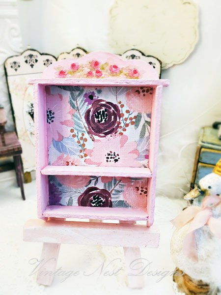 Cabinet Shelf No.26 Dollhouse Miniature Handmade Wooden image 1