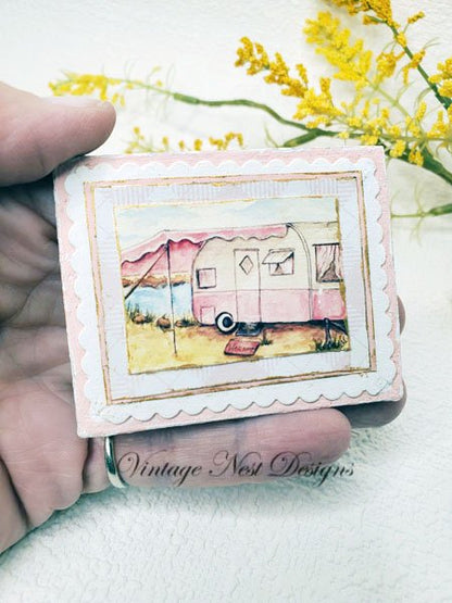 Barbie Camper No.1:3 Dollhouse Miniature Handmade Wooden Framed Art image 1