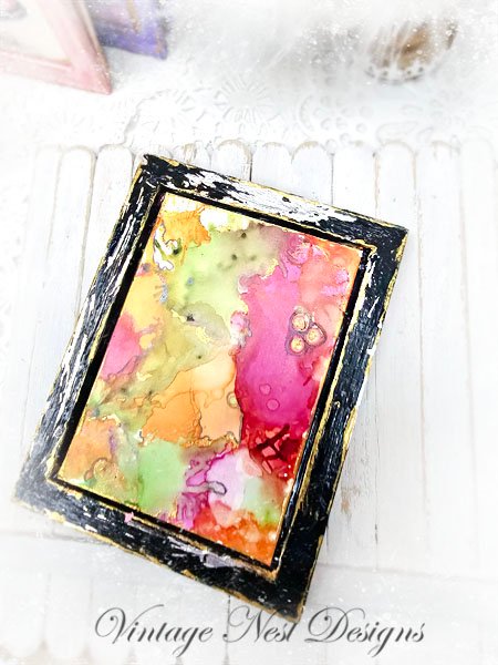 Abstract Art No.3 Dollhouse Miniature Handmade Wooden Framed Art image 1