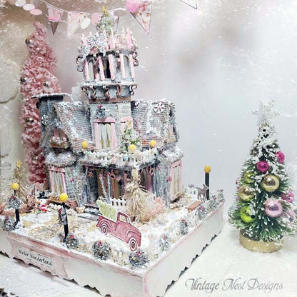 Victorian Mansion Putz Glitter Holiday Dollhouse House No.1 Handmade image 9