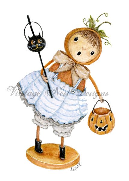 Halloween Character No.4 Digital Print Watercolor Painting image 1