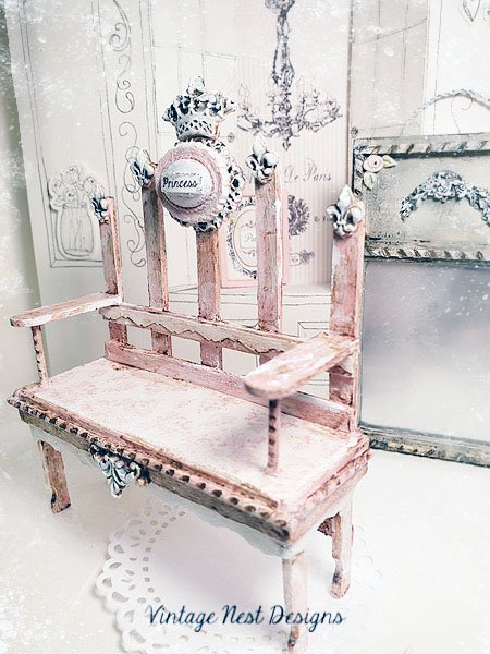 Shabby Princess Bench No.2 Dollhouse Miniature Handmade image 4