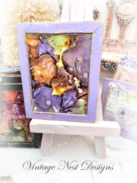 Abstract Art No.1 Dollhouse Miniature Handmade Wooden Framed Art image 5