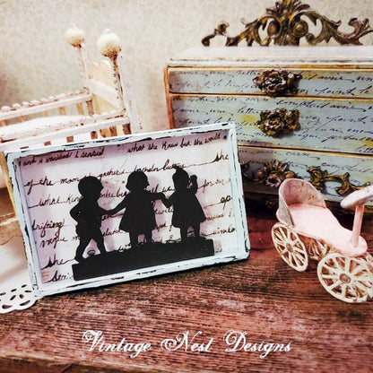 Child Silhouette No.3 Dollhouse Miniature Handmade image 0
