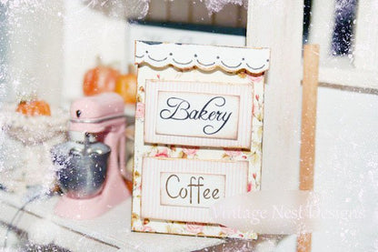Bakery Coffee Sign No.3 Dollhouse Miniature Handmade image 0