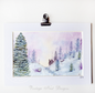Winter Scene No.4 Original Watercolor Painting image 0