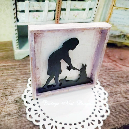 Child Silhouette No.10 Dollhouse Miniature Handmade image 2