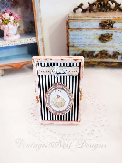 Cupcake Sign No.14:1 Dollhouse Miniature Handmade Wooden Framed Art image 3