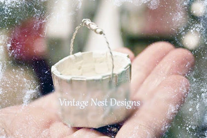 Blue Basket No.2 Dollhouse Miniature Handmade image 0