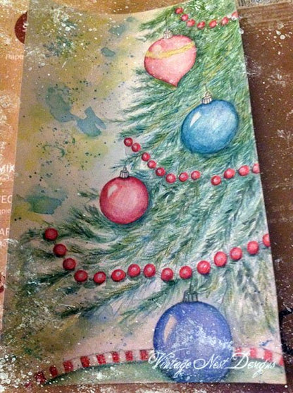 Christmas Scene No.2 Digital Prints Watercolor Painting image 4