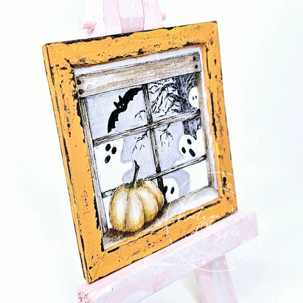 Halloween Ghosts No.1:3 Dollhouse Miniature Handmade Wooden Framed Art image 5