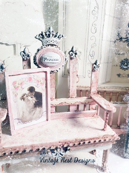 Vintage Couple in Love No.1:1 Dollhouse Miniature Handmade Framed Wooden Art image 0