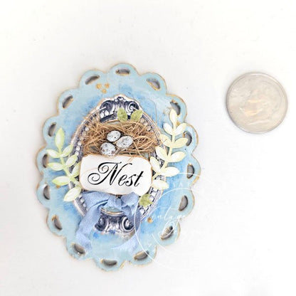 Bird Nest No.29 Dollhouse Miniature Handmade Framed Art image 2