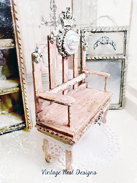 Shabby Princess Bench No.3 Dollhouse Miniature Handmade image 4