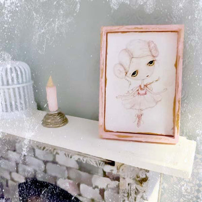 Ballerina No.1:1 Dollhouse Miniature Handmade Wooden Framed Art image 4