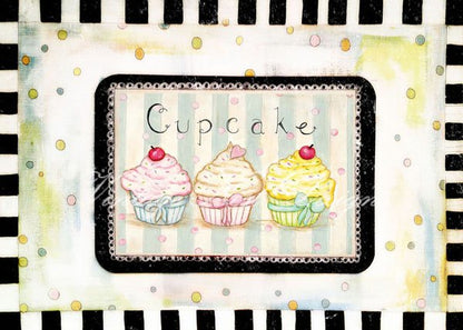 Bon Appetit Three Cupcakes No.1 Digital Prints Acrylic Painting image 0