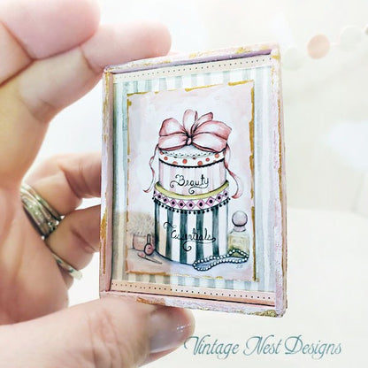 Beauty Essentials No.1:4 Dollhouse Miniature Handmade Wooden Framed Art image 4