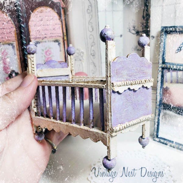 Baby Antique Style Crib No.5 Handmade Dollhouse Miniature image 6