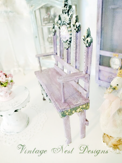 Shabby Princess Bench No.4 Dollhouse Miniature Handmade image 3