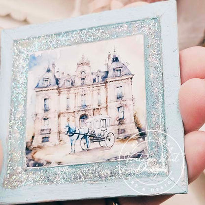 Horse and Carriage No.2:1 Dollhouse Miniature Handmade Wooden Framed Art image 9