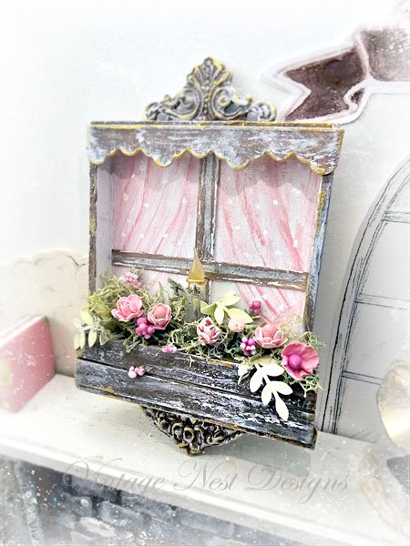 Window Scene No.1:1 Dollhouse Miniature Handmade Wooden Framed Art image 1
