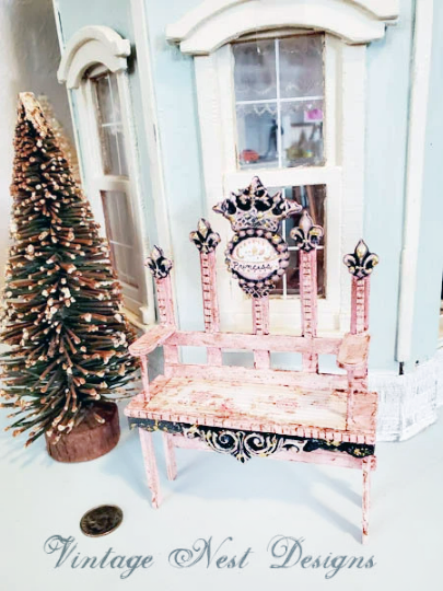 Shabby Princess Bench No.7 Dollhouse Miniature Handmade image 4