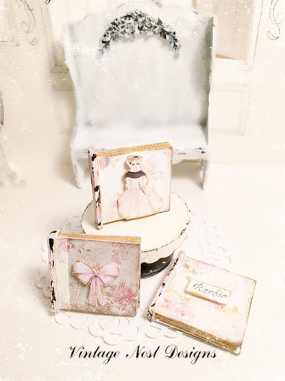 Shabby Book Set No.1 Handmade Miniatures for Dollhouse image 0