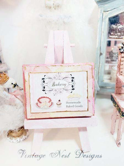 Bakery Sweets No.4:3 Dollhouse Miniature Handmade Wooden Framed Art image 1