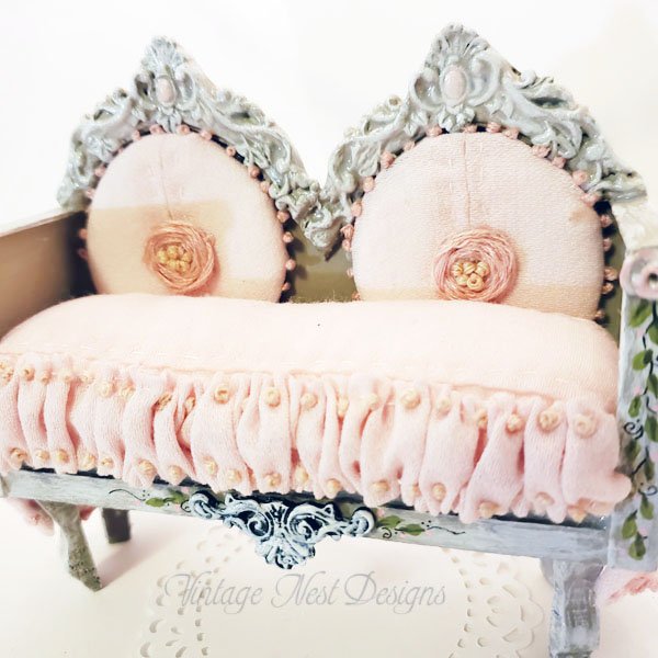 Pink Sofa No.1 Dollhouse Miniature Handmade image 9