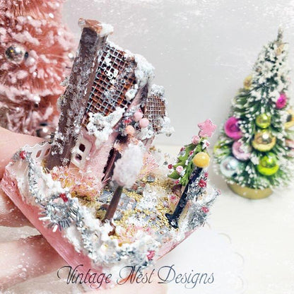 Christmas Putz Glitter Holiday House No.4 Handmade image 3