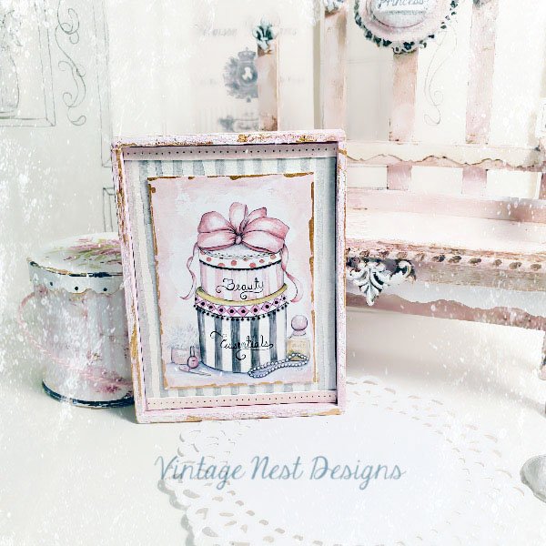 Beauty Essentials No.1:4 Dollhouse Miniature Handmade Wooden Framed Art image 0