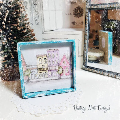City Life Drawing No.1:1 Dollhouse Miniature Handmade Framed Art image 1